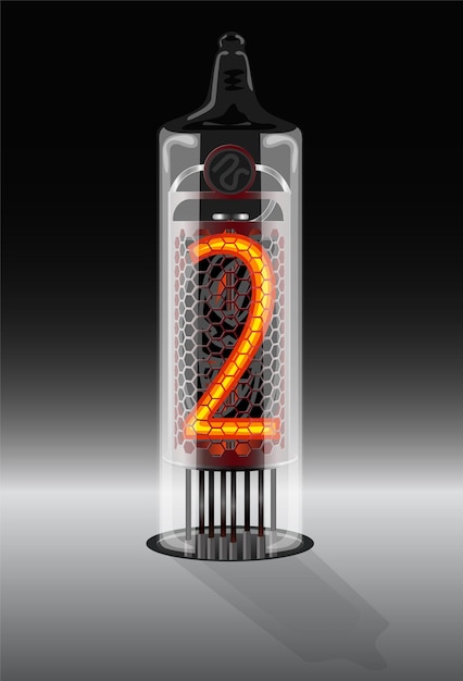 Digits on vintage vacuum tube display. Vector illustration