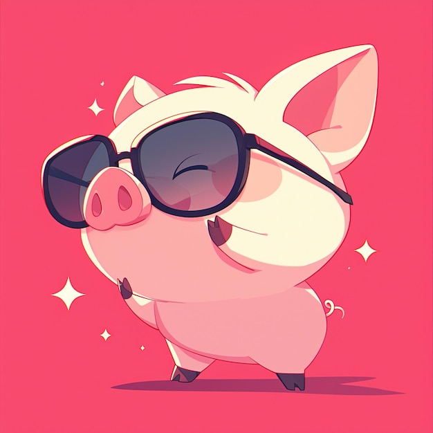 A diligent pig teacher cartoon style