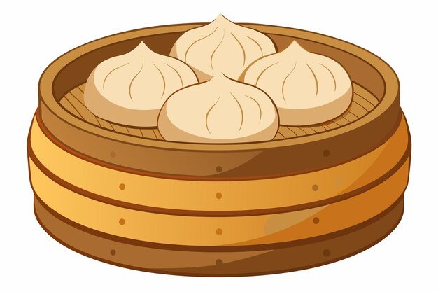 Vector dim sum in steamer basket illustration on white background