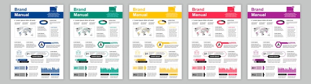 Din a business brand manual templates set company identity brochure page with infographic