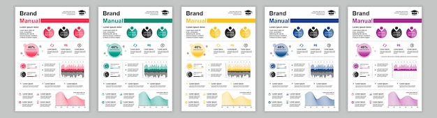 Din a business brand manual templates set company identity brochure page with marketing report