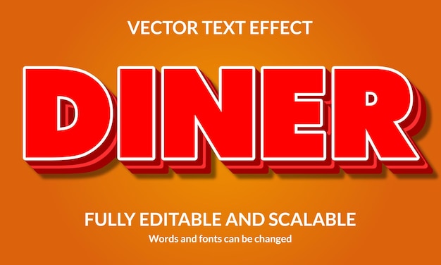 Diner Editable 3D text style effect