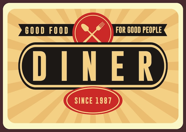 Vector diner retro signboard poster vector template