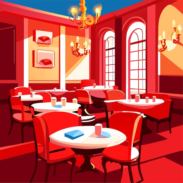 Dining room in royal palace vector cartoon illustration