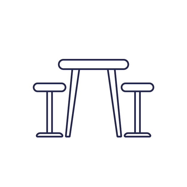 Dining table and chairs icon line vector