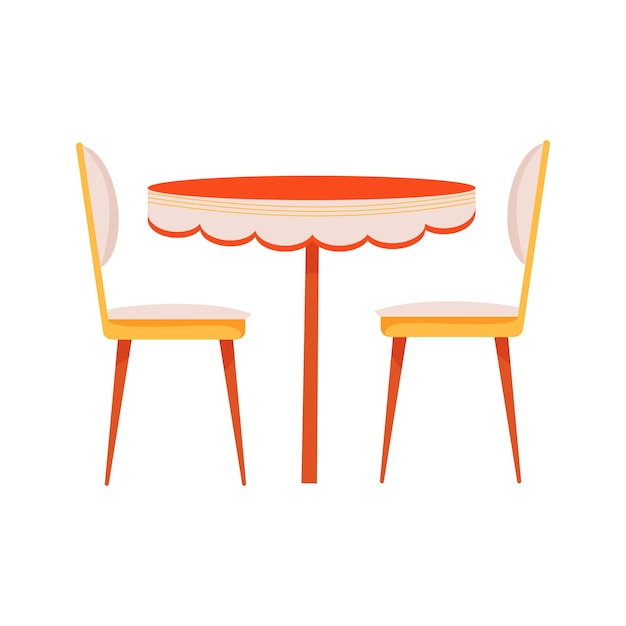 Dining table with upholstered chairs semi flat color vector object