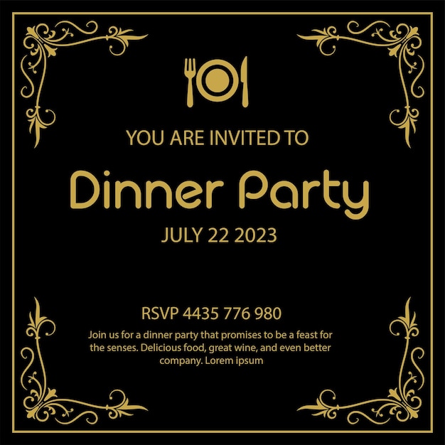 Vector dinner party invitation dinner party invitation template free