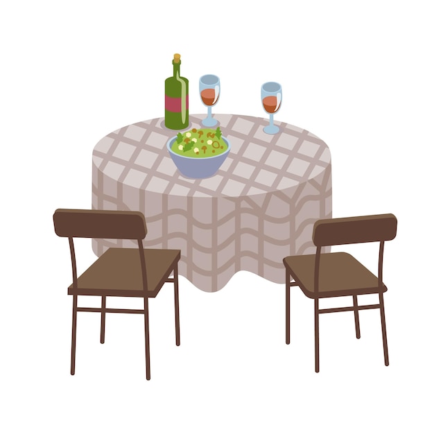 Dinner table semi flat color vector object