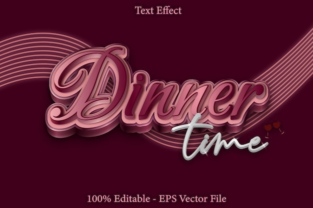 Dinner Time Editable Text Effect 3d Emboss Gradient Style Design