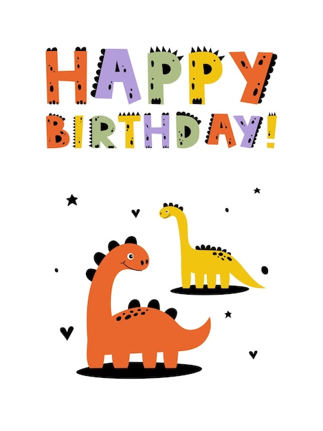 Dino party Dino birthday Dinosaur lettering Bright modern illustration for kids nursery poster card birthday party packaging paper design