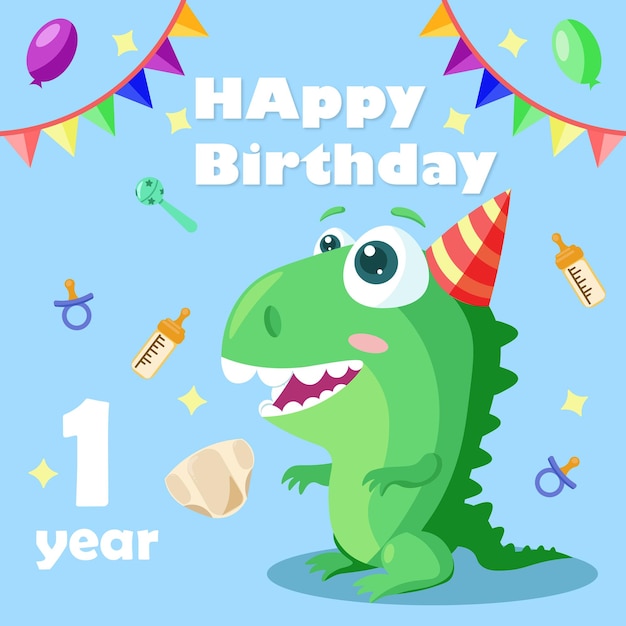 dinosaur birthday greeting card template