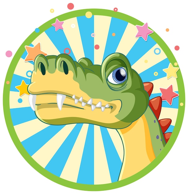 Dinosaur on circle comic sticker template