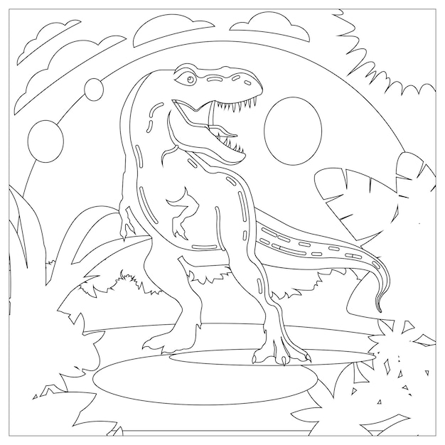 Dinosaur coloring Pages for Kids Printable Premium Vector