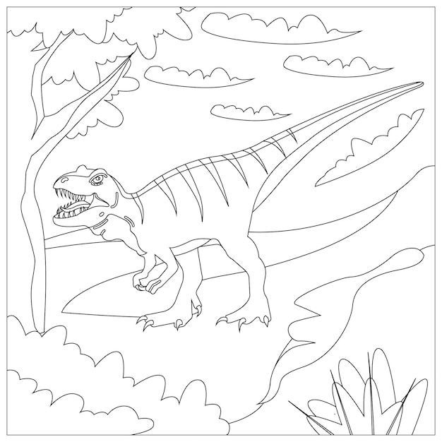 Dinosaur coloring Pages for Kids Printable Premium Vector