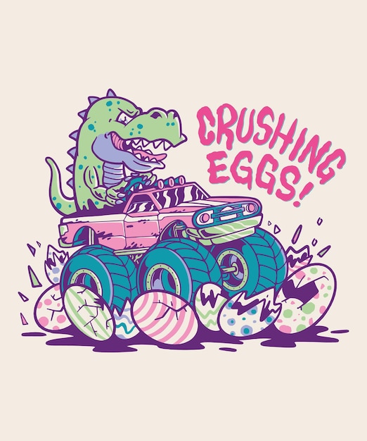 Dinosaur Crashing Easter Eggs tshirt 2022