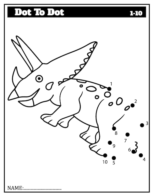 Dinosaur. Dot to dot. Draw a line. Game for toddler. Learning numbers for kid. Education Game