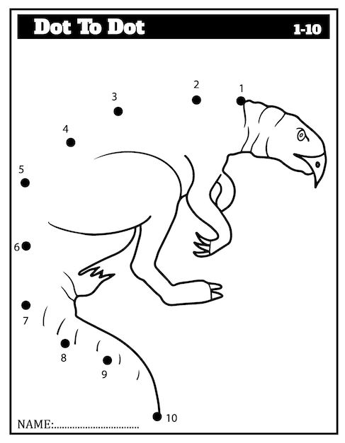 Dinosaur. Dot to dot. Draw a line. Game for toddler. Learning numbers for kid. Education Game