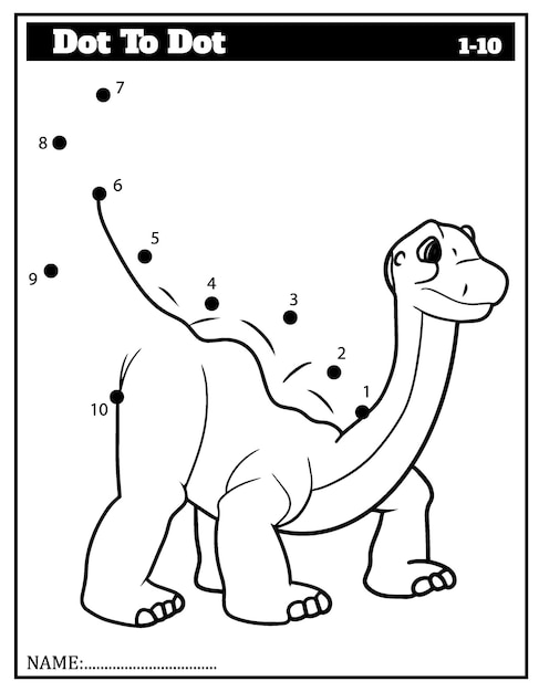 Dinosaur. Dot to dot. Draw a line. Game for toddler. Learning numbers for kid. Education Game