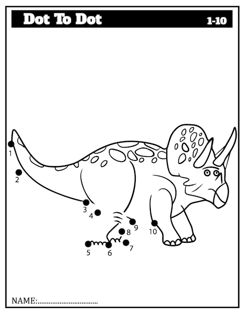 Dinosaur. Dot to dot. Draw a line. Game for toddler. Learning numbers for kid. Education Game