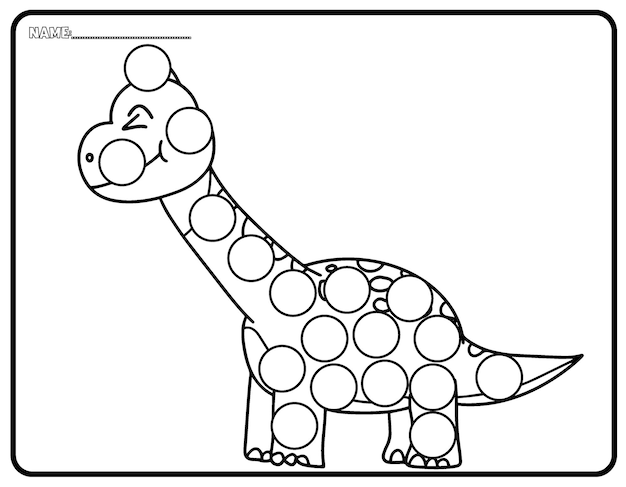 Vector dinosaur dot marker activity page for toddlers and kids