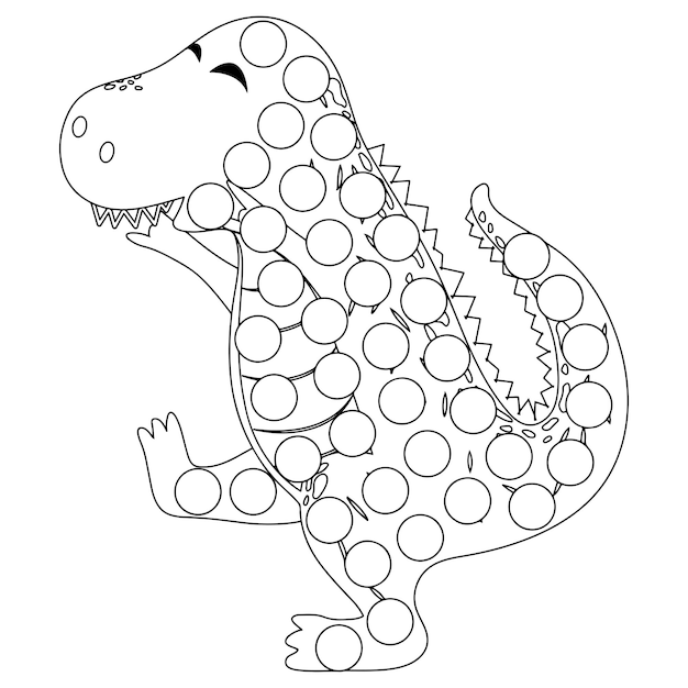 Dinosaur Dot Marker Coloring Pages For Kids Premium Vector