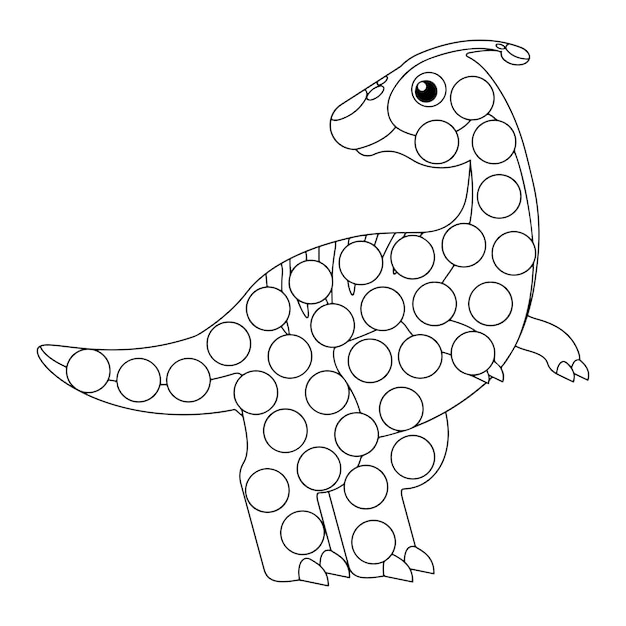 Dinosaur Dot Marker Coloring Pages For Kids Premium Vector