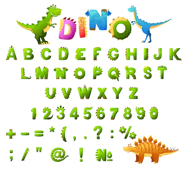 Dinosaur font typeface cartoon dino alphabet