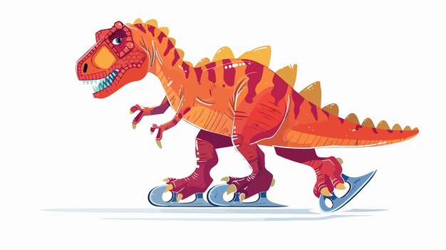 Vector dinosaur ice skating vector illustration