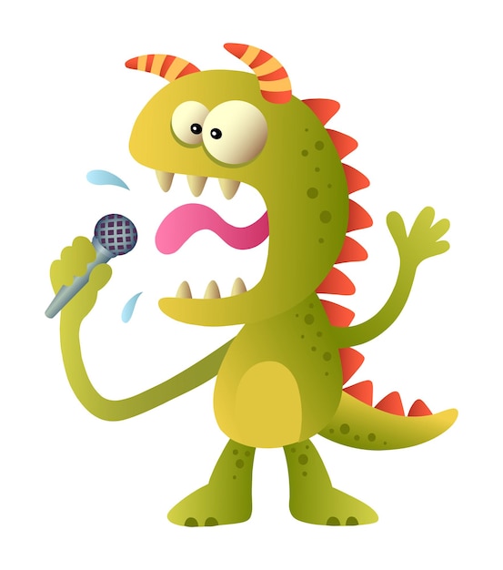 dinosaur monster singing with microphone