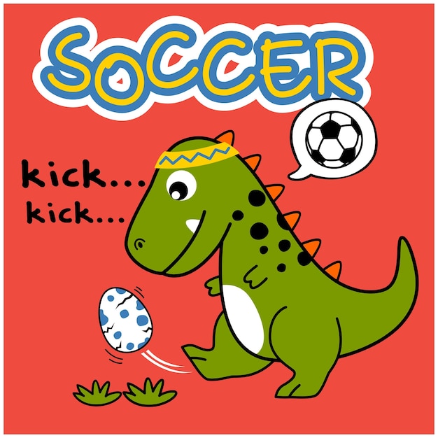 dinosaur playing soccer funny animal cartoon