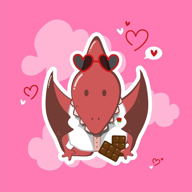 Vector dinosaur pterodactyl valentines day suit