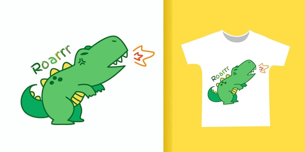 Dinosaur roar cartoon for tshirt