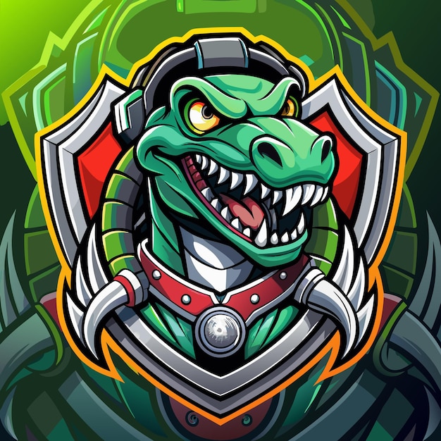 Dinosaur robot esport mascot logo design