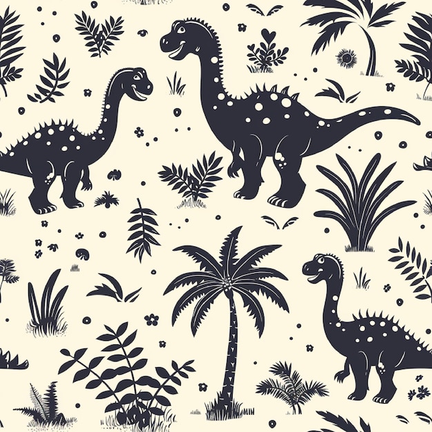 Dinosaur seamless pattern background vector prehistoric creatures graphic with EPS file