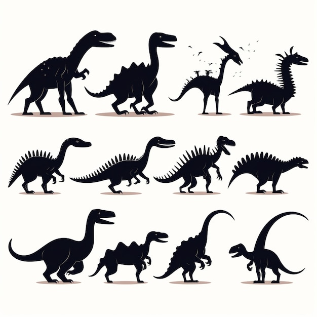 Vector dinosaur silhouettes cartoon vector