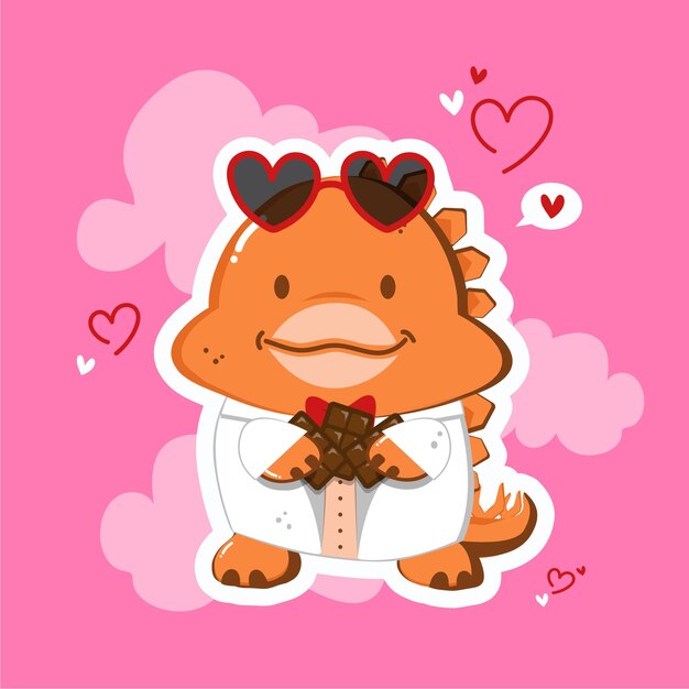 Vector dinosaur stegosaurus valentines day suit