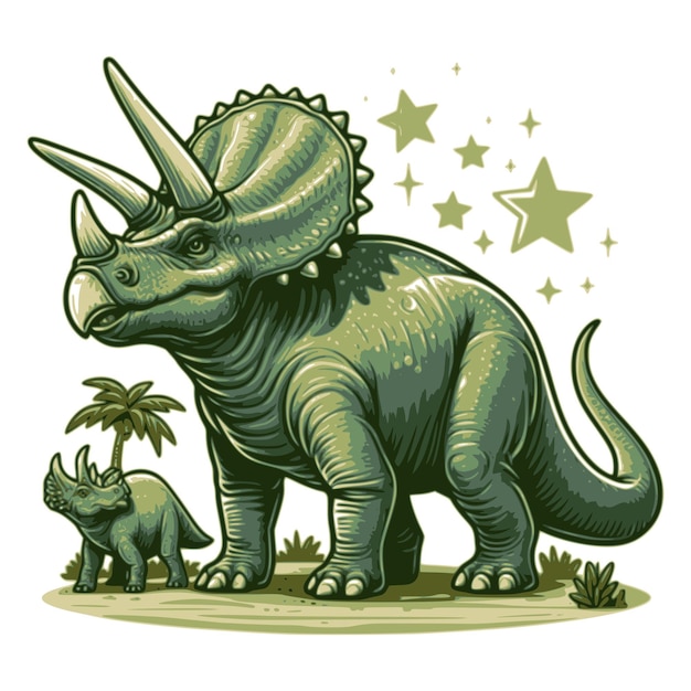 dinosaur Triceratops vector on white background