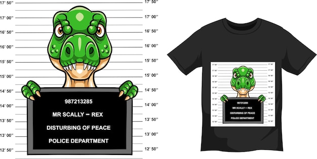 Dinosaur Tshirt Design Criminal T rex concept