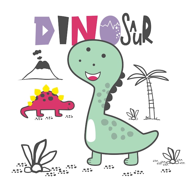 Vector dinosaur wildlife  funny animal cartoon