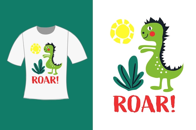 Dinosaur with Roar typography t shirt design