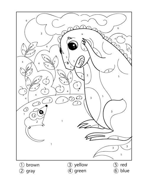 Dinosaurs activity color by number coloring pages