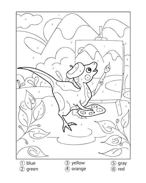 Dinosaurs activity color by number coloring pages