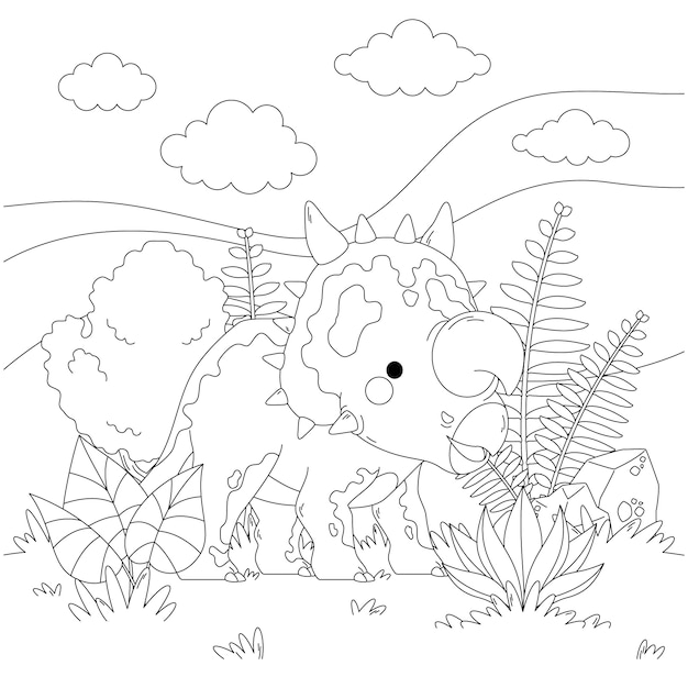 Dinosaurs coloring book illustration