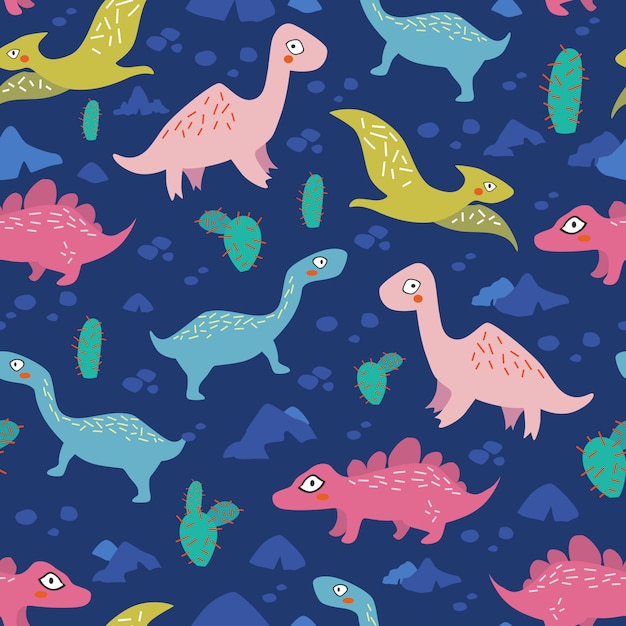 Dinosaurs seamless pattern for kids