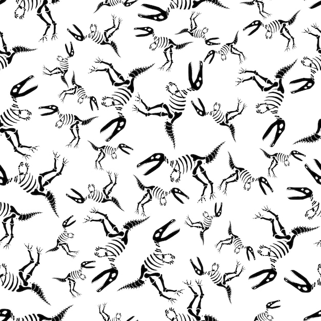 Dinosaurs skeleton seamless pattern Cool print for textiles Blzck and white pattern