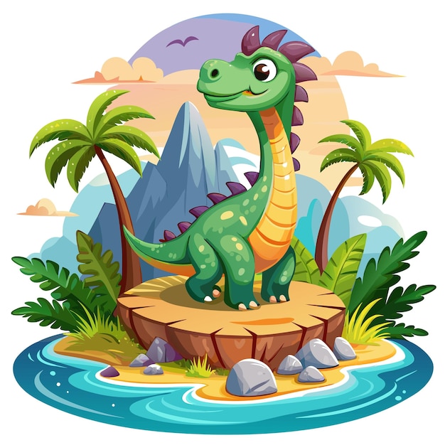 Diplodocus dinosaur friendly lies sea vector