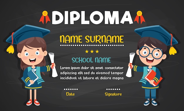 Diploma Certificate For Preschool And Elementary School Kids