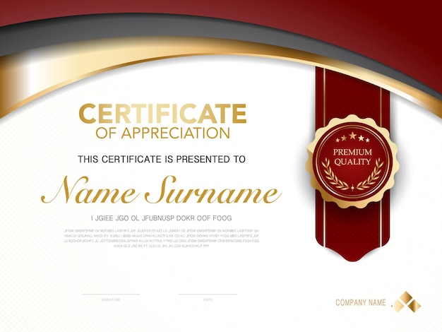 diploma certificate template red and gold color with luxury and modern style vector image