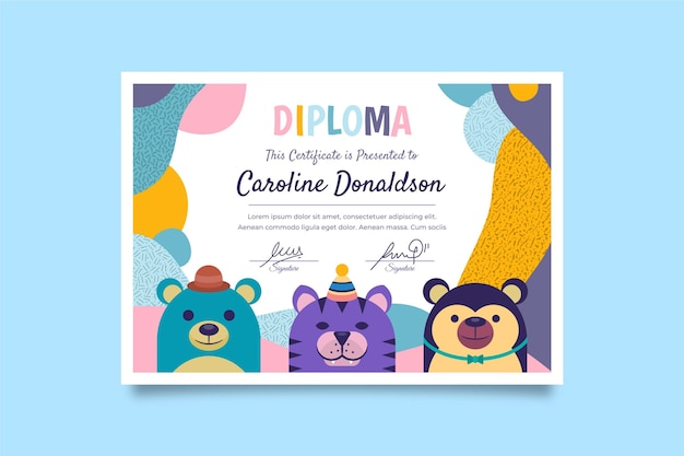 Diploma template design for kids