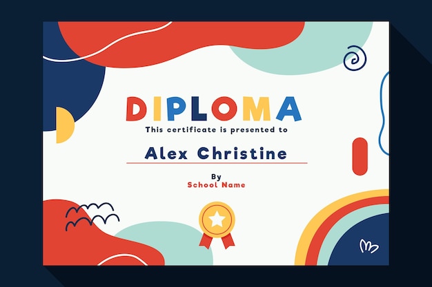 Diploma template for kids